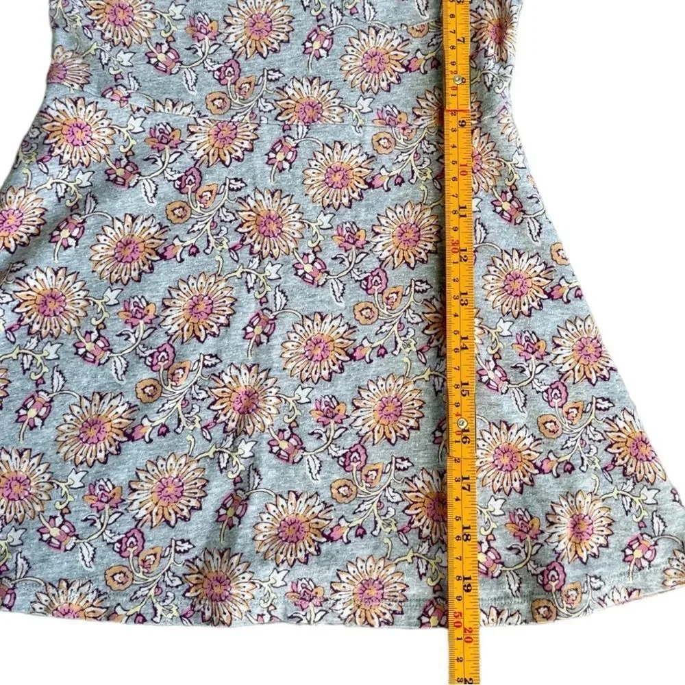 Gap Kids Girls Short Sleeve Gray Floral Print Lightweight Pocket Dress. XS. 4-5.